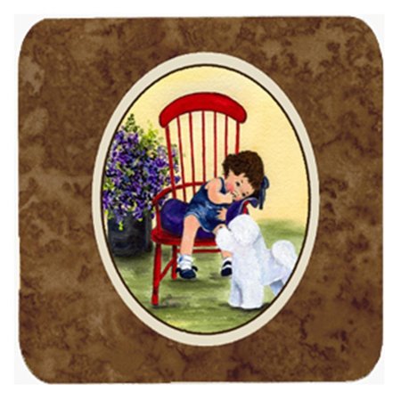 CAROLINES TREASURES Little Girl With Her Bichon Frise Foam Coasters- Set of 4 SS8533FC